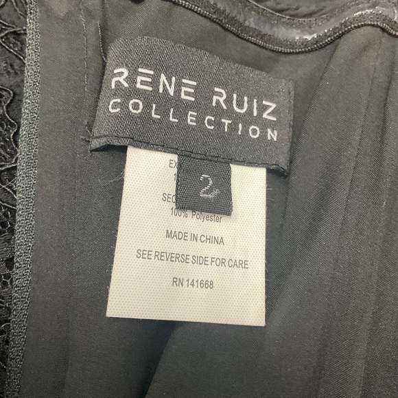 RENE RUIZ COLLECTION BLACK STRAPLESS SCALLOPED LACE MIDI DRESS - Picture 5 of 5